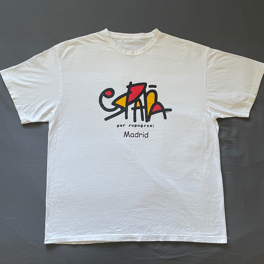 Vintage Abstract España Tee - Men’s Size L - Color White
